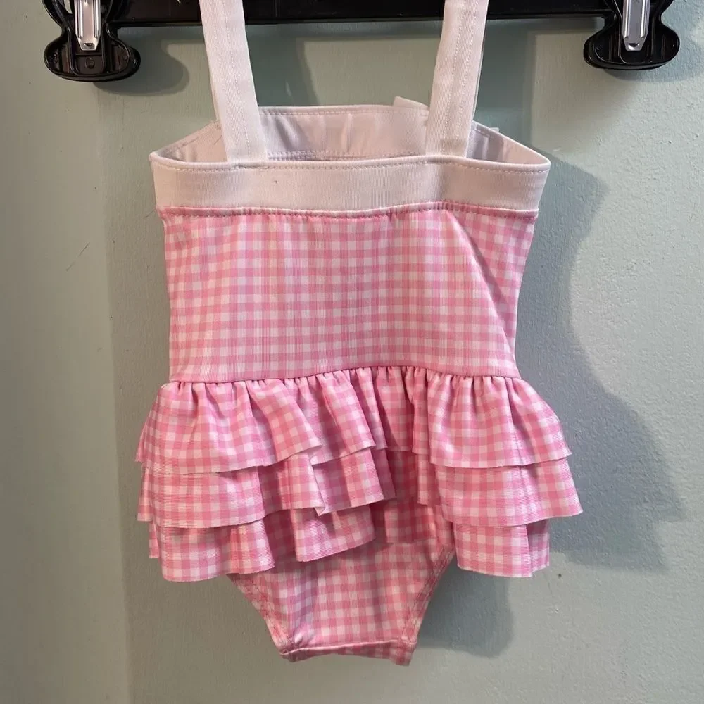 penny M baby girls strawberry gingham print bathing suit/ summer/ beach